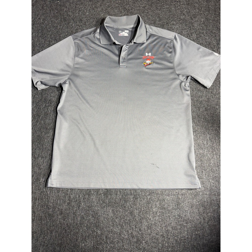 Under Armour Mens Portland Sea Dogs Polo Shirt Gray HeatGear Large Tall LG/TG